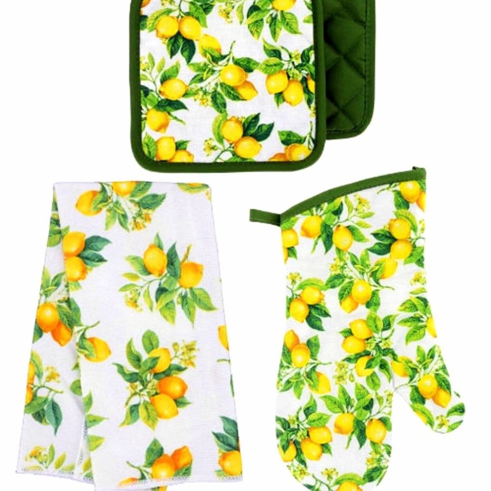 Home Collection Citrus Lemon Kitchen Linen 5-Pc